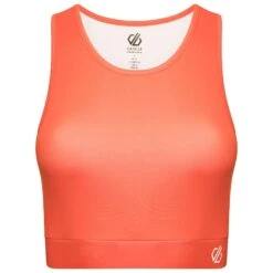 Dare 2b Womens/Ladies Fleur East Edit Move Logo HighNeck Sports Bra (Neon Peach)