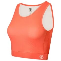 Dare 2b Womens/Ladies Fleur East Edit Move Logo HighNeck Sports Bra (Neon Peach) -Motion Style k268b468e6e4f61bd95beef723dde4c81