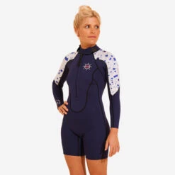 WOMEN'S SEA WALKING LONG-SLEEVED NEOPRENE SHORT WETSUIT 3/2 MM