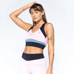 Dare 2b Womens/Ladies Crystallize Recycled Sports Bra (Powder Pink/Black) -Motion Style k58b2b76201eb127fd19b2dd05c21515e