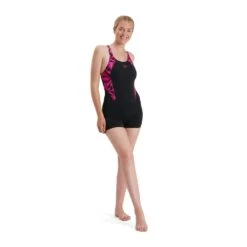 Speedo Hyperboom Splice Legsuit Adult Female Swimsuit Black/Pink