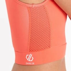 Dare 2b Womens/Ladies Fleur East Edit Move Logo HighNeck Sports Bra (Neon Peach) -Motion Style kc6246f4d16c6c02c6adf392bdf98af3d