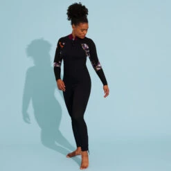 Women's Neoprene Wetsuit Sea Walking 4/3 Black Print -Motion Style ke27d0b4dc1142c8112373978b1609f5b